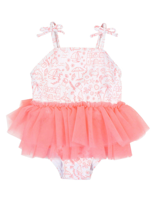 Tulle One Piece Swim